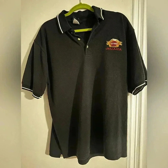 Harley Davidson Jamaica Polo Shirt Men’s large. Embroidered Logo. Black. - Picture 1 of 8